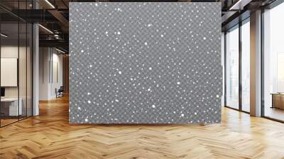 Realistic falling snow on transparent background. Vector illustration. Wall mural