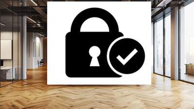 Verified lock icon. Icon of trendy business concept of success padlock. Lock icon. Web protection lock icon. Lock with many functions symbol. Wall mural