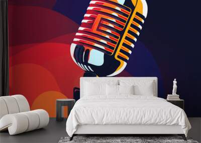 image of microphone for podcasts сreated with Generative Ai Wall mural