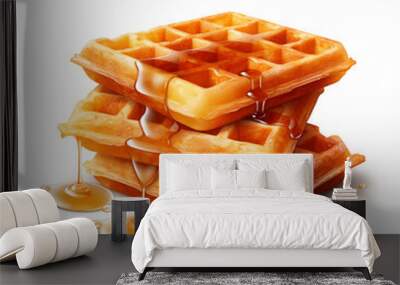 tasty dutch waffles isolated on transparent background created with Generative Ai Wall mural