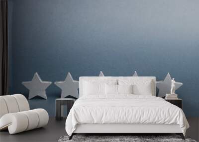 five stars on a gray background. Success in business. The concept of rating and evaluation. The rating of the hotel, restaurant, mobile application. Quality service, buyer choice. Wall mural