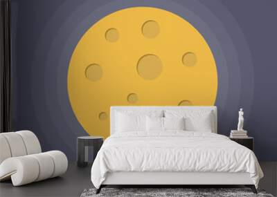 Yellow moon vector icon on gray background. Planet earth satellite vector. Cheesy shining moon vector. Moon with craters. Wall mural