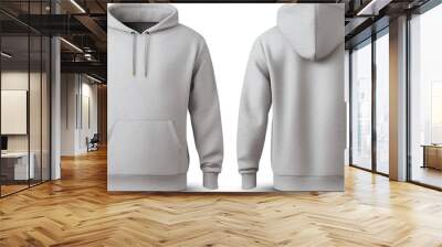 A layout of a unisex cotton hoodie, front and back views, on a white background. Wall mural