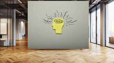 Anxiety stress in brain, overload in mind. Depression, adhd, ocd. Wall mural