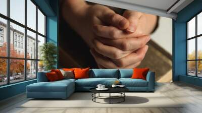 Concept of prayer of hope and spirituality. Wall mural