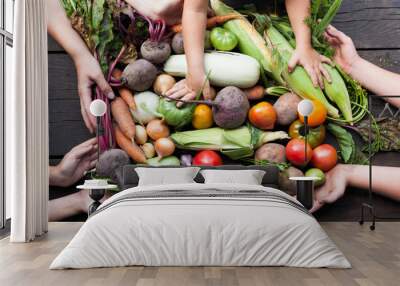 Farm organic nutrient concept, ripe raw vegetables. Wall mural