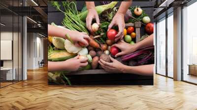 Organic farming harvest, fresh autumn dirt, root food. Wall mural