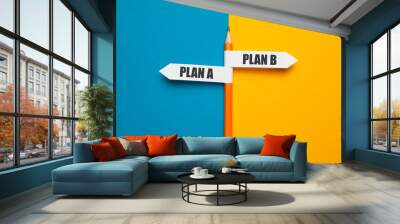 Pencil - direction indicator - choice of plan a or plan b. Business strategy, failure analysis and not give up. Wall mural