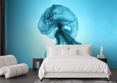 Plastic trash in the oceans of the planet. Ocean blue jellyfish from a plastic bag. The destruction of the ecosystem. Wall mural