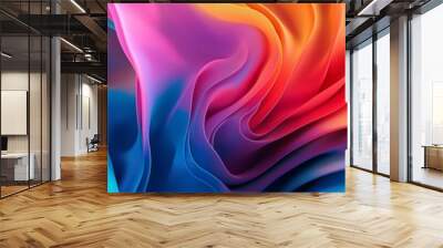 Vibrant spectrum of rainbow colors swirl in tender fabric, creating an abstract art. Wall mural