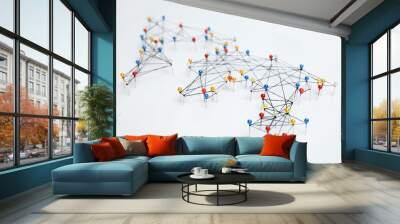 World connections map on white background. Wall mural