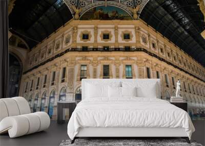 Galleria Vittorio Emanuele interior in the night in Milan, Italy Wall mural