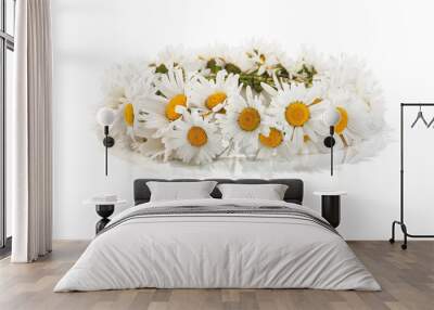 daisy wreath on a white background Wall mural