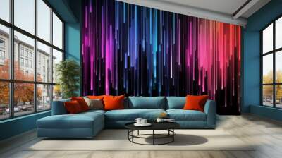 Modern wallpaper with glowing vertical lines. Wall mural