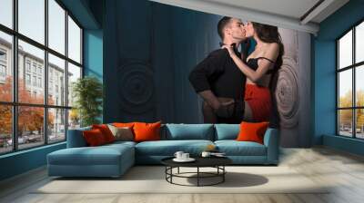 Couple kissing passionately. Wall mural