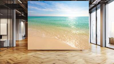 Shiny glitter shimmer waves with sun reflections on Gulf of Mexico ocean water with small ripples on sunny day at city of Miramar, Florida panhandle Wall mural