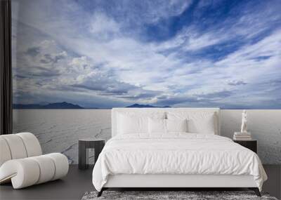 Wide Angle Closeup of White Salt Flats during sunset near Salt Lake City, Utah Wall mural