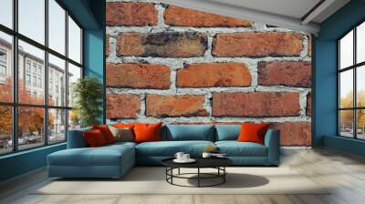 Grunge Brick Wall Horizontal Background. Vintage brickwork backdrop or Pattern of old brick wall. Grunge great for your design Wall mural