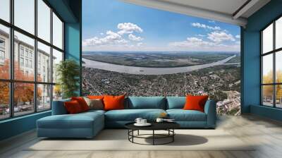 Aerial view, panorama of Vilkovo city (Ukrainian Venice, city built on water) Wall mural