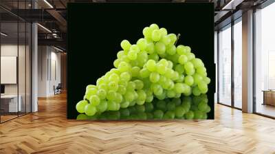 Bunch of green grapes with water drops on black background Wall mural