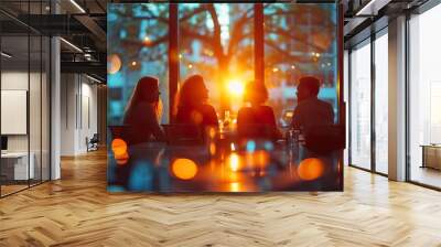 Businesspeople meeting and talking about work or project with colleague in the co working space Wall mural