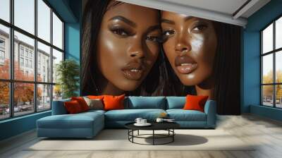 2 black women with neutral expression Wall mural