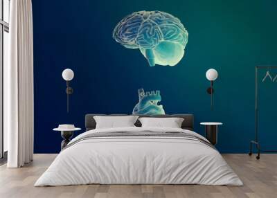 3d brain and heart representing  emotional intelligence Wall mural