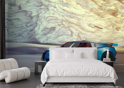 3D rendering of a brand-less generic concept car in studio environment Wall mural