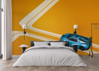 3D rendering of a brand-less generic concept car in studio environment Wall mural