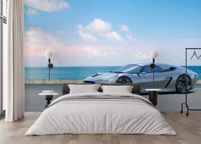 3D rendering of a brand-less generic concept car Wall mural