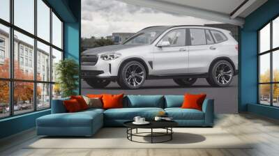 3D rendering of a brand-less generic SUV concept car Wall mural