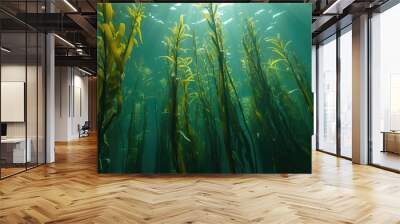 A kelp forest with tall stalks reaching the water surface Wall mural