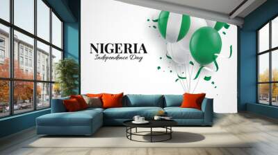 Vector Illustration of  Nigeria Independence Day. Hand with balloons.
 Wall mural