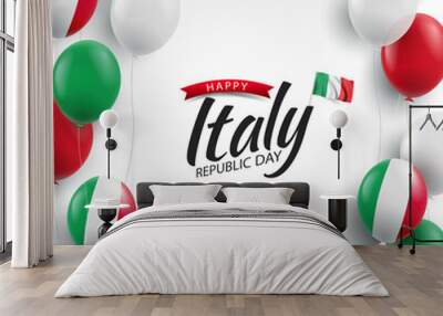 Vector Illustration of Republic Day Italy. Background with balloons
 Wall mural