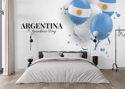 Vector Illustration ofIndependence Day of Argentina. Hand with balloons.
 Wall mural