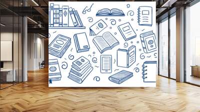 Books set. Hand drawn vector illustration Wall mural