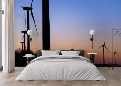 Wind farm at sunset Wall mural