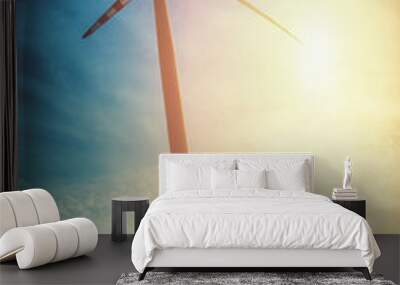 Wind turbine at sunset Wall mural