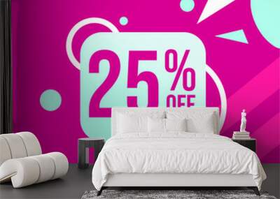 vector illustration flash sale, banner design template, tags set with 25 percent discount offer. Wall mural