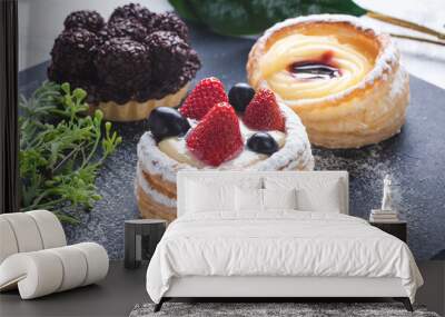 Multiple desserts on a plate Wall mural