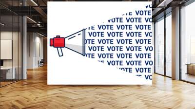 American presidential elections campaign illustration. Loudspeaker with voting agitation message. Wall mural