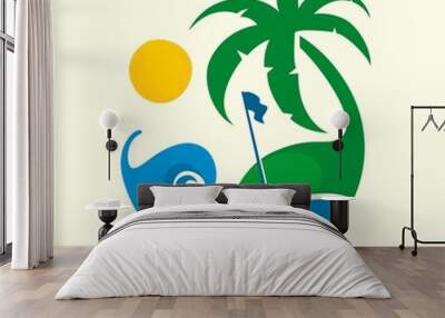 Beach and golf vector logo illustration Wall mural