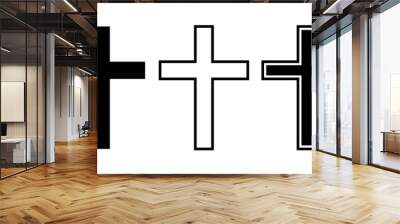 Catholic religious symbol. Outline cross symbol. Wall mural