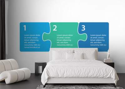 Infographics step blocks as puzzle jigsaw pieces. Wall mural