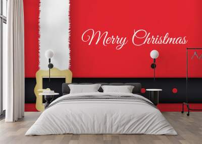 Santa claus belt and coat. Christmas card design. Wall mural