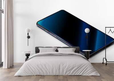 beautiful modern abstract black smart phone on white table. perspective view. realistic vector. the  Wall mural