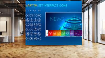 Smart tv. Set icons for smart tv interface. VECTOR mock up. Template Wall mural