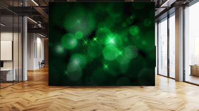 Abstract Christmas green elegant blurred bokeh effect background Wall mural