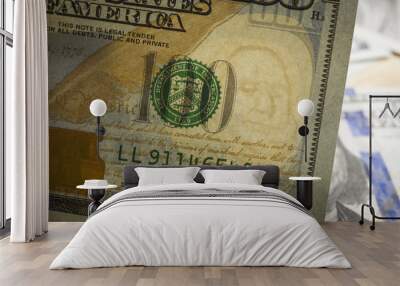 Close Up Watermark on New U.S. One Hundred Dollar Bill Wall mural