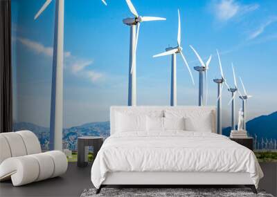 Dramatic Wind Turbine Farm in the Desert of California. Wall mural